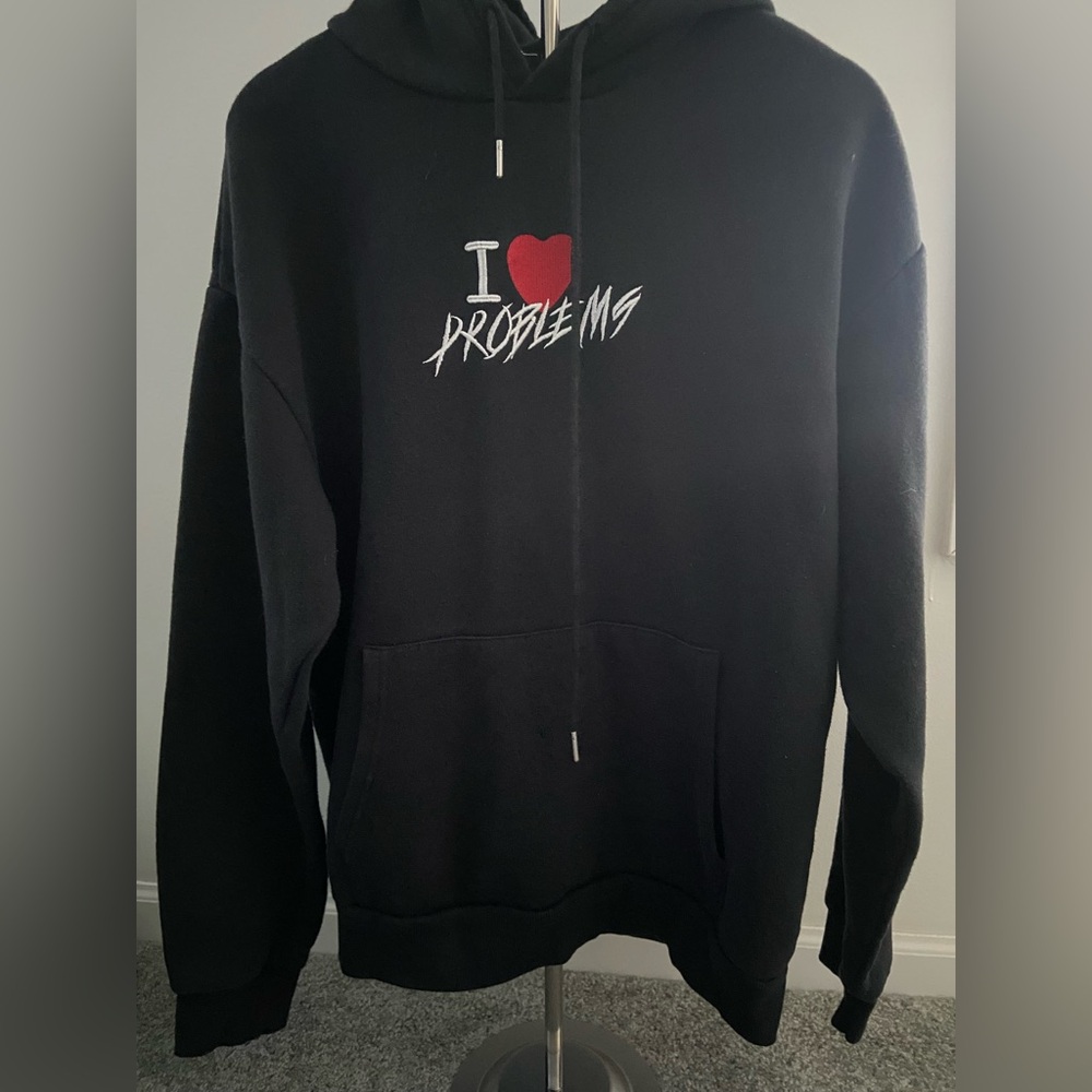 Forever 21 Black Hoodie with Red Heart Graphic